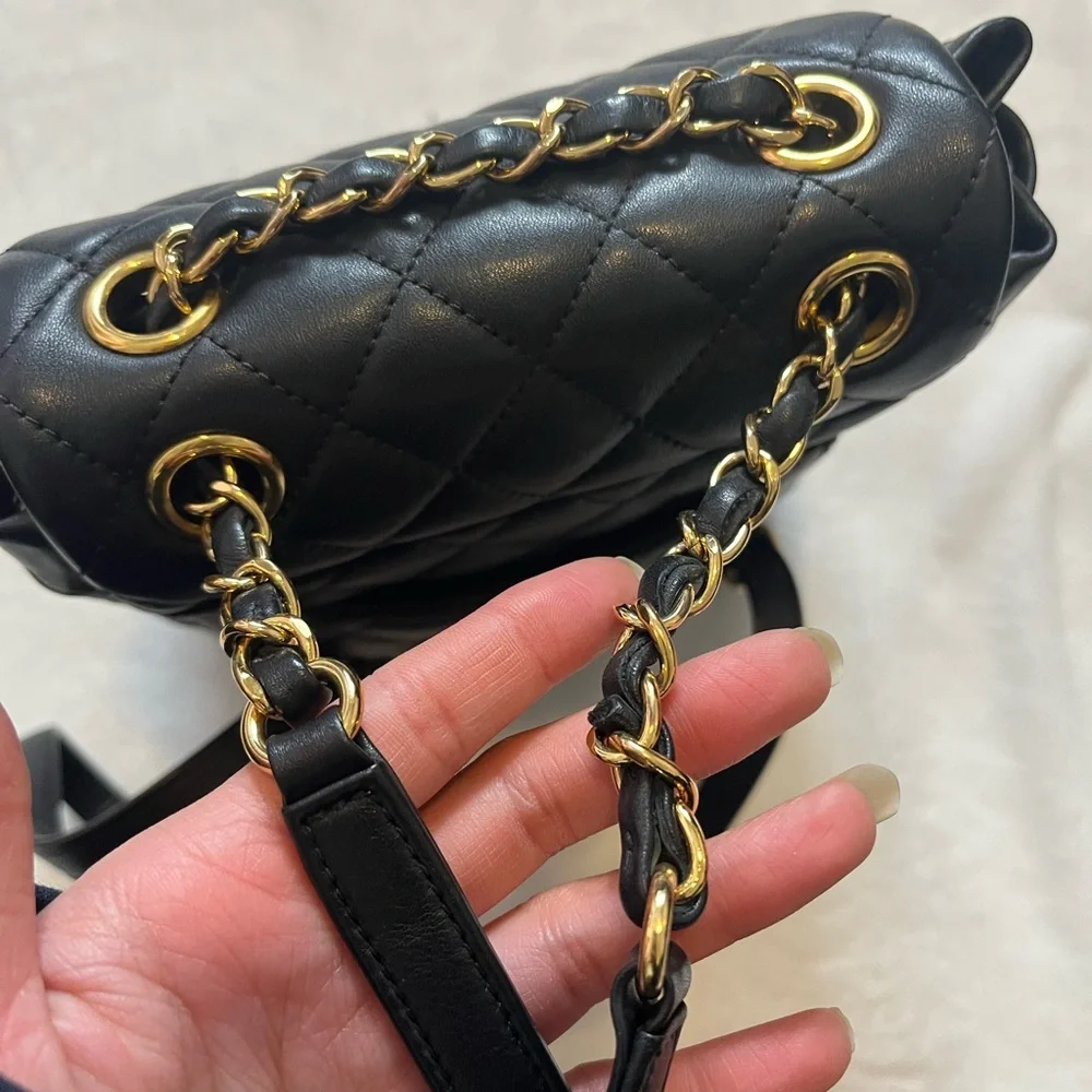 Chanel Mini Urban Spirit backpack with gold Hardware Lambskin offers welcomed